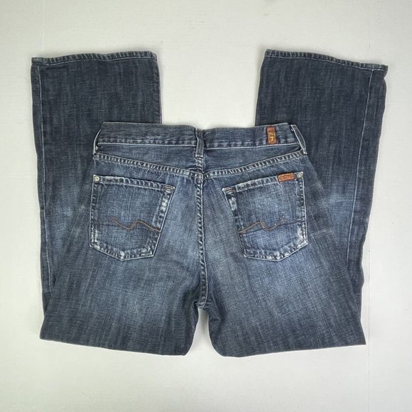 7 For All Mankind Austyn Jeans Relaxed Straight Button Fly Whiskers Men’s 28X27* - Picture 1 of 9